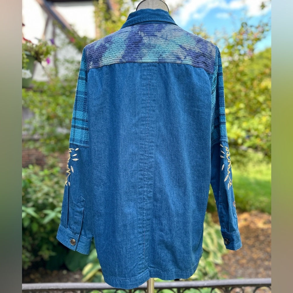 NWT Johnny Was Moonlight Tie Dye Patchwork Military Jacket - Picture 9 of 16